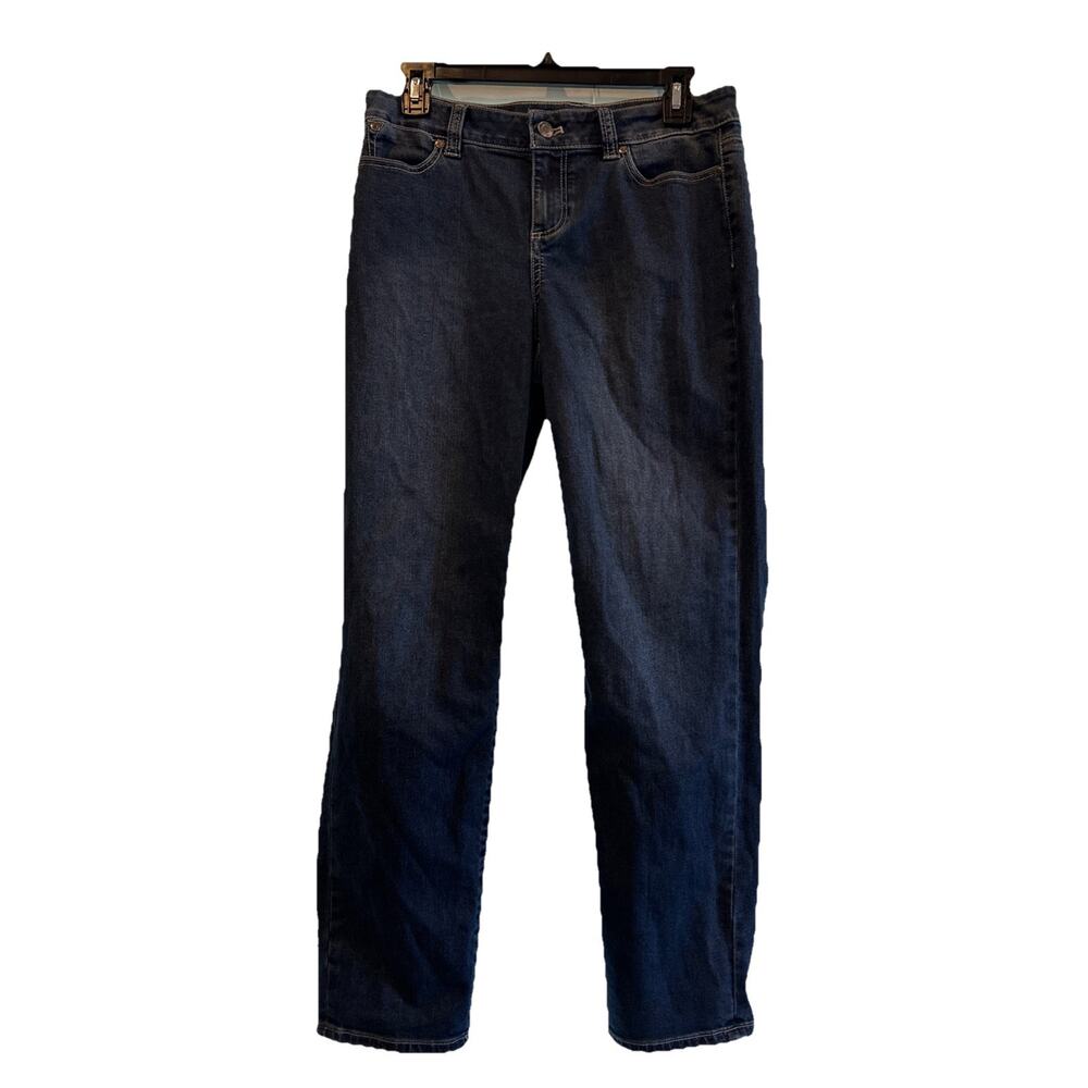 Talbots Womens Stretch Blue Jeans Slim Straight Mid Rise Med Wash Size 4